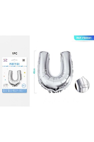 MC Micostore Balon din folie PartyGo litera U, 40cm, argintiu, 405212 / FB0041
