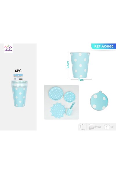 MC Micostore PartyGo cardboard party cup, 260 ml, cardboard, white polka dots...