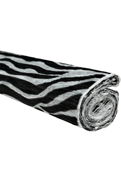 Colorarte Κρεπ κρεπ D64, 50x200cm, μαύρο με λευκό, σχέδιο ζέβρας, σετ 10 ρολών
