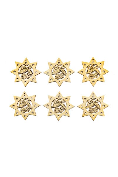 Colorarte Accesorii creatie - lemn decupat - stea cu clopotel, set 6 buc, Col...