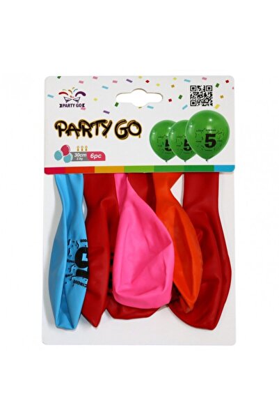 MC Micostore Baloane aniversare PartyGo cifra 5, 30cm, imprimate, diverse cul...