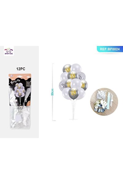 MC Micostore PartyGo balloon garland, 80cm, white, silver, BF0024, set of 12 pcs