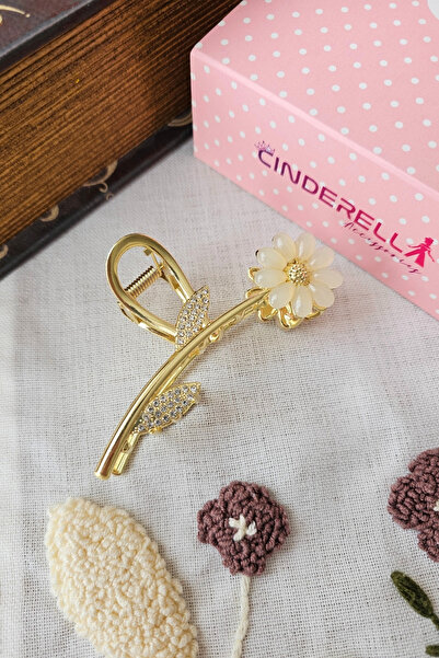 Cinderella Elegant Women's Daisy Flower Hair Clip 10cm Metal Gold - Stylish G...