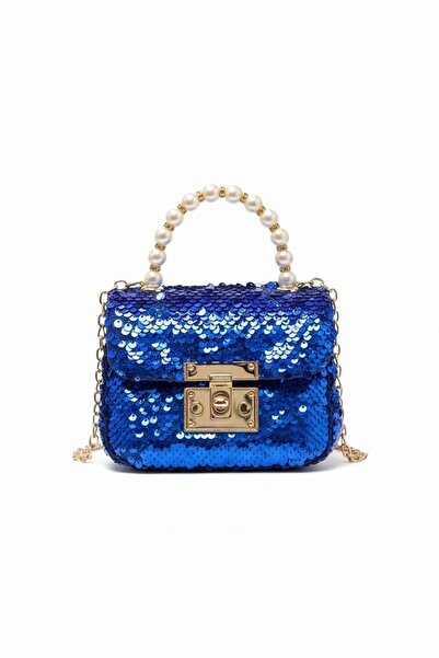 Meryem Çanta İncili Tutma Saplı Parlak Pullu Zincir Askılı Mini Kız Çocuk Bay...