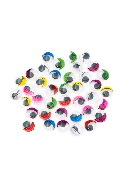 Colorarte Accesorii creatie - ochisori plastic mari cu gene, diverse culori, ...