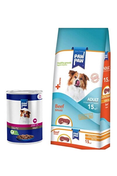 PawPaw Paw Paw Biftekli Yetişkin Köpek Maması 15 Kg + Konserve