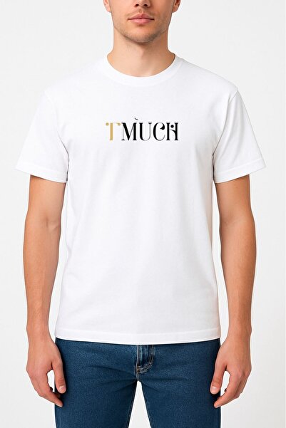 T-MUCH WHITE COOL COTTON T-SHIRT WITH PUFF LOGO TYELLOW