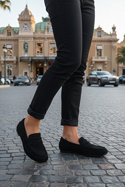 LUXEON Women's Black Daily Imported Suede Loafer Casual Orthopedic Lightweigh...