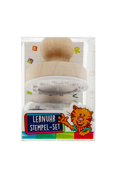 Trendhaus Stampila din lemn cu tusiera, tip ceas, 5x4cm, CH28708, natur