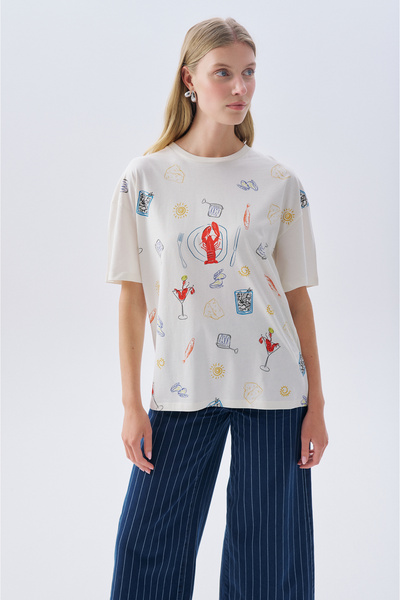 Mudo Printed Oversize Crew Neck T-Shirt