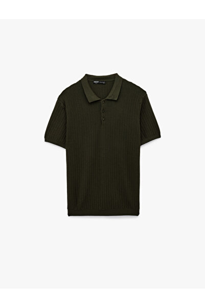 Koton Regular Fit Textured Cotton Buttoned Polo Collar Short Sleeve Knitwear ...