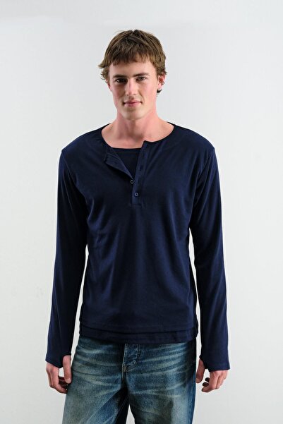 Hiccup Tricou din bumbac cu mânecă lungă și guler cu nasturi GIESTO Comfort Fit
