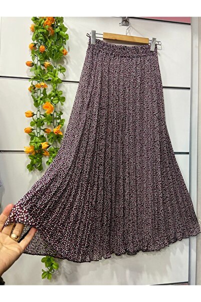 edu collection Patterned Chiffon Bell Skirt with Lining