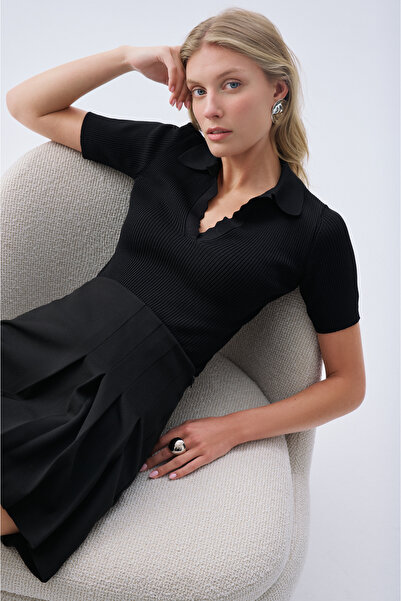 Mudo Fitted Polo Collar Short Sleeve Knitwear Sweater