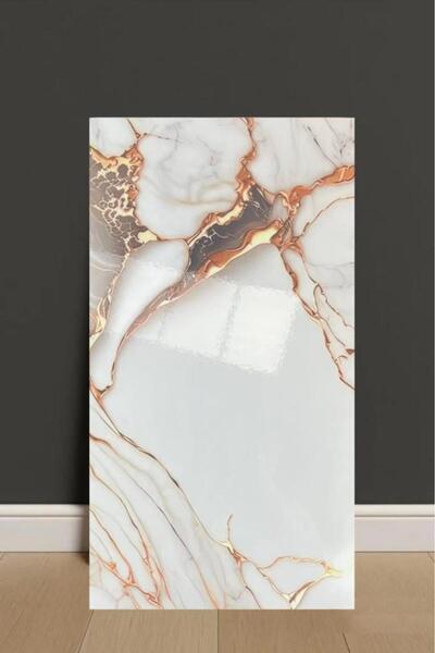 Renkli Duvarlar 30X60cm Gold-Bakır Mermer Desen Yapışkanlı Banyo,tezgah arası...