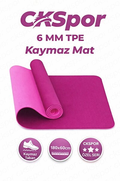 CKSpor Profesyonel TPE Yoga Matı 6 mm – Kaymaz Taban Çift Katmanlı Spor Matı