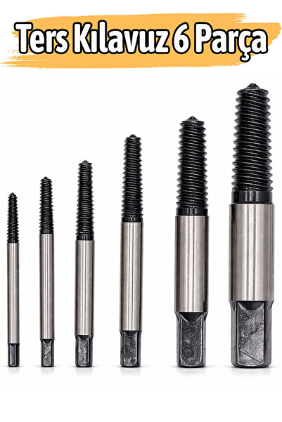 Badem10 Ters Kılavuz Seti 6 Parça Kırık Vida Sökme Aparatı Matkap Uyumlu Prof...