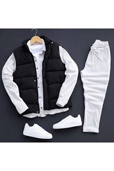 THEGENTMAN Ottomon Fabric Corded Fabric Shirt Pants Vest 3-Piece Set Men's Set