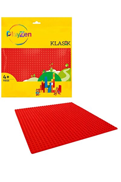 PlayZen Classic Red Floor Tile – 25×25 cm Hard Base |   Building Block Platfo...