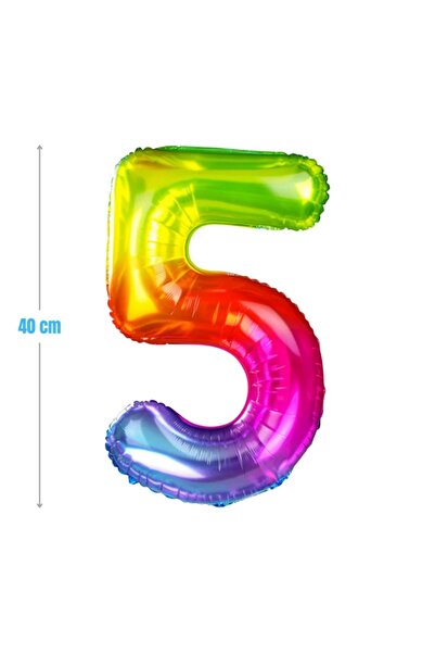 MC Micostore Baloane aniversare PartyGo cifra 5, 40cm, curcubeu, FB0824