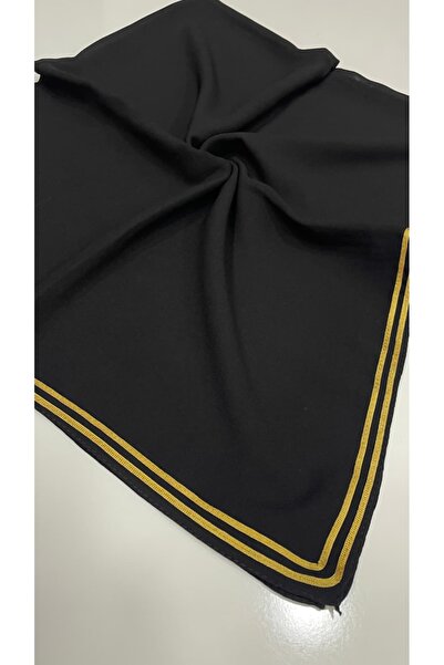 LORENDA Medine İpeği Pamuklu Altın Şeritli Eşarp Yazma