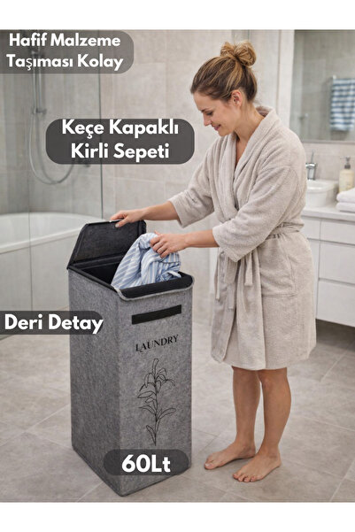 PONÇİK BEBEK Dirty Laundry Basket Single Compartment Folding Basket Bathroom ...