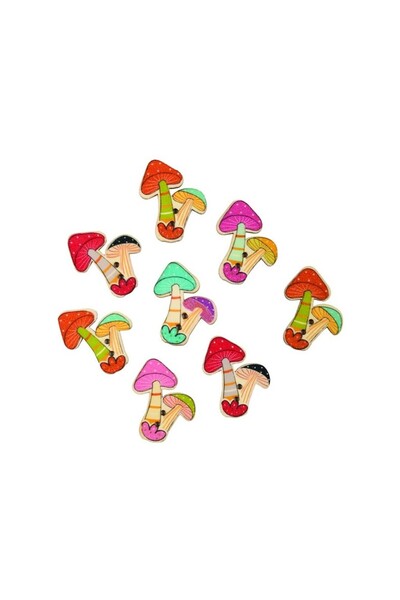 Colorarte Δημιουργικά αξεσουάρ - ξύλο - μανιτάρια ιστορίας, σετ 10-12 τεμαχίων,