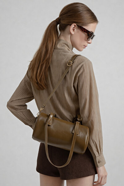 Assia Atelier Lacivert Kadın Omuz Çantası Askılı Silindir Model