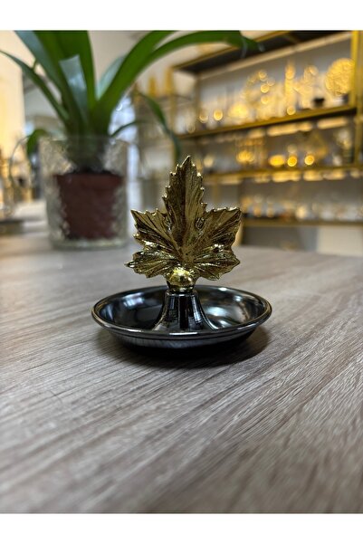 Mercan Tasarım Atölyesi GOLD ASMA YAPRAKLI PARLAK SİYAH HAVUZLU LOKUMLUK-YÜZÜ...