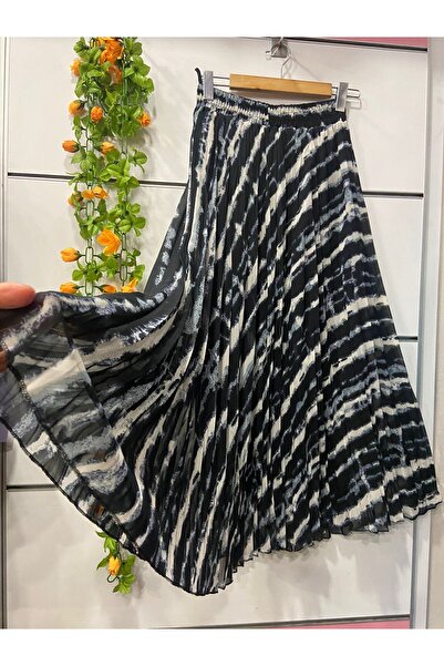 edu collection Patterned Chiffon Bell Skirt with Lining