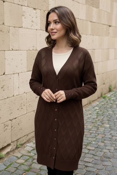 benguen Patterned Cardigan N3290 Brown