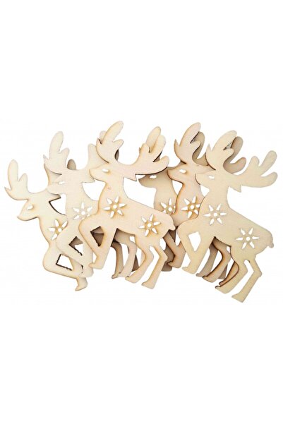 Colorarte Creative accessories carved wood reindeer, set of 6 pieces, Colorar...