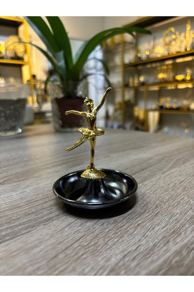 Mercan Tasarım Atölyesi GOLD BALERİNLİ PARLAK SİYAH METAL HAVUZLU LOKUMLUK-YÜ...