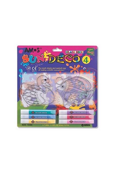 Amos Set creativ, 6culori x 10.5ml, 2 sabloane mari, diverse culori, Amos, Su...