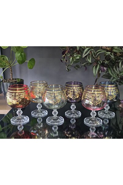 FERMATO Handmade Crystal Elizabet Mixed Lustered 6-Piece Serving Coffee and W...