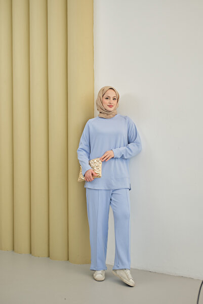 LOCCO Women's Trouser Suit Light Blue