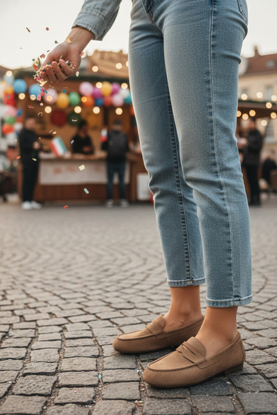 LUXEON Дамски ежедневни мокасини от внос, изработени от велур, леки, гъвкави,...