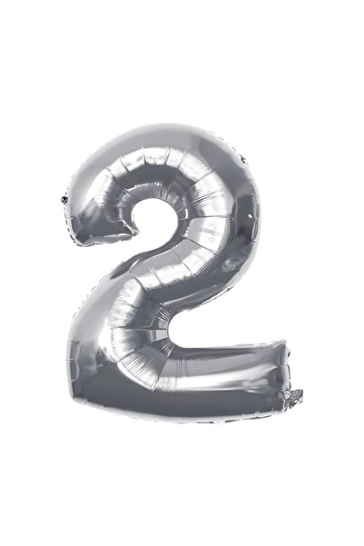 MC Micostore PartyGo birthday balloons number 2, 40cm, silver, FB0003