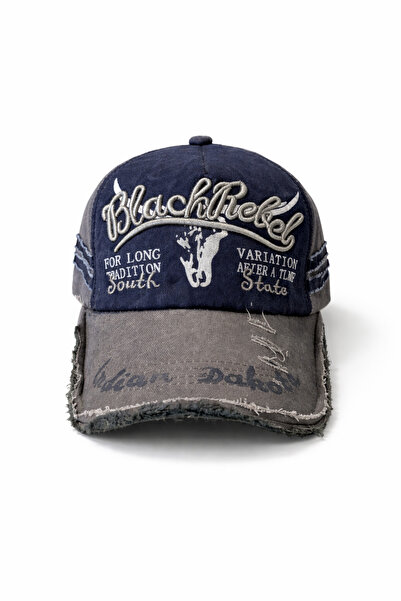 FEEMELS Vintage Look Denim Hat with Embroidery - Unisex Casual Baseball Cap