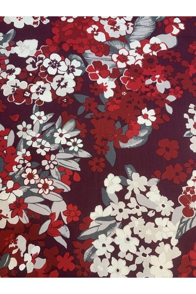 Yiğit Kumaş Țesătură roșie cu model floral nostalgic - Material rezistent la ...