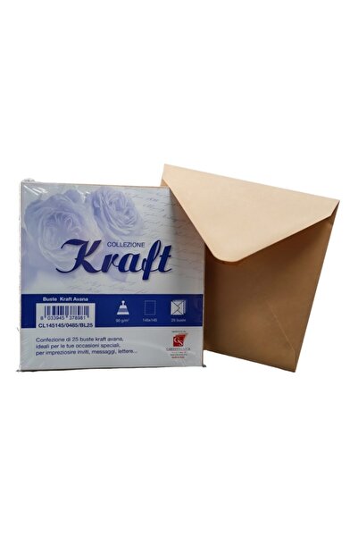 Colorarte Plic color pentru invitatie Kraft, 90g/mp, 145x145mm, set 25 buc