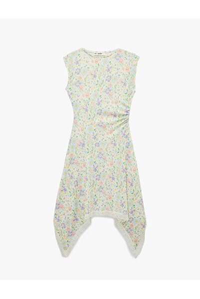 Koton Rochie florală cu decolteu tip bicicletă, cu detalii din dantelă, fără ...