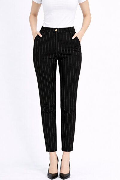 LAVİNİM Women's High Waist Narrow Leg Ankle Length Palazzo Trousers