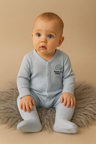 Bebessi Unisex baby ribbed fabric elephant embroidered jumpsuit gk111