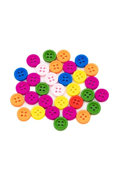 Colorarte Accesorii creatie - lemn - nasturi, 12mm, diverse culori, set 32 buc,