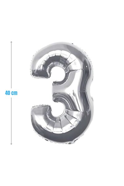 MC Micostore Baloane aniversare PartyGo cifra 3, 40cm, argintiu, FB0004