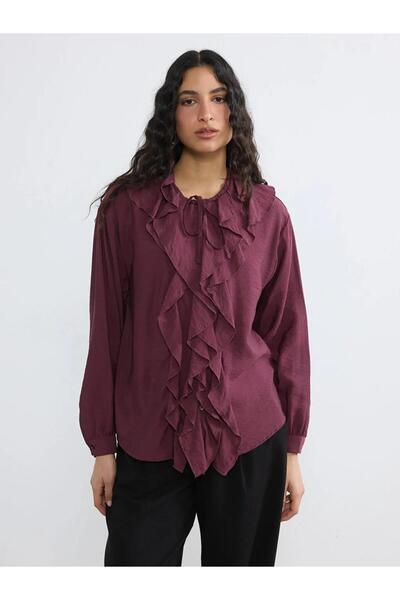 LC Waikiki Tie-Neck Ruffled Oversized Blouse (S6)