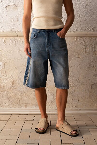 Hiccup GIEST Men's Embroidered Denim Shorts