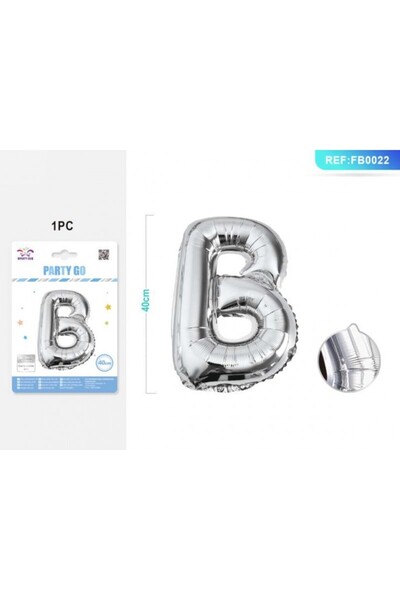 MC Micostore Balon din folie PartyGo litera B, 40cm, argintiu, FB0022