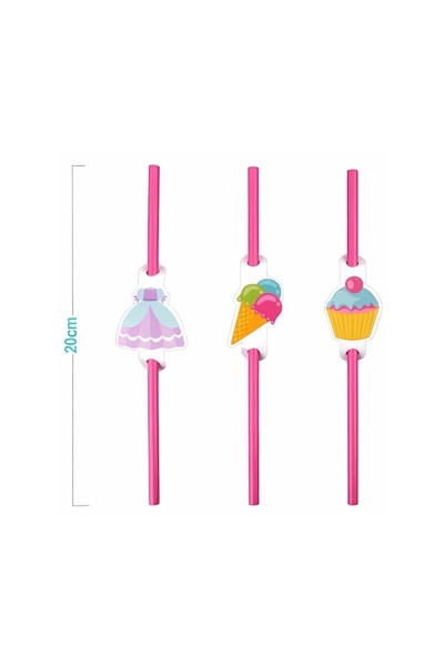 MC Micostore PartyGo drinking straws, 20cm, sweets print, AA0084, set of 6 pi...